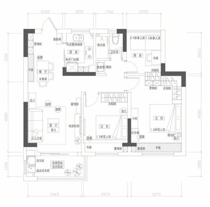[装修案例]82平米三居室美式风格装修效果图 清新的小资空间